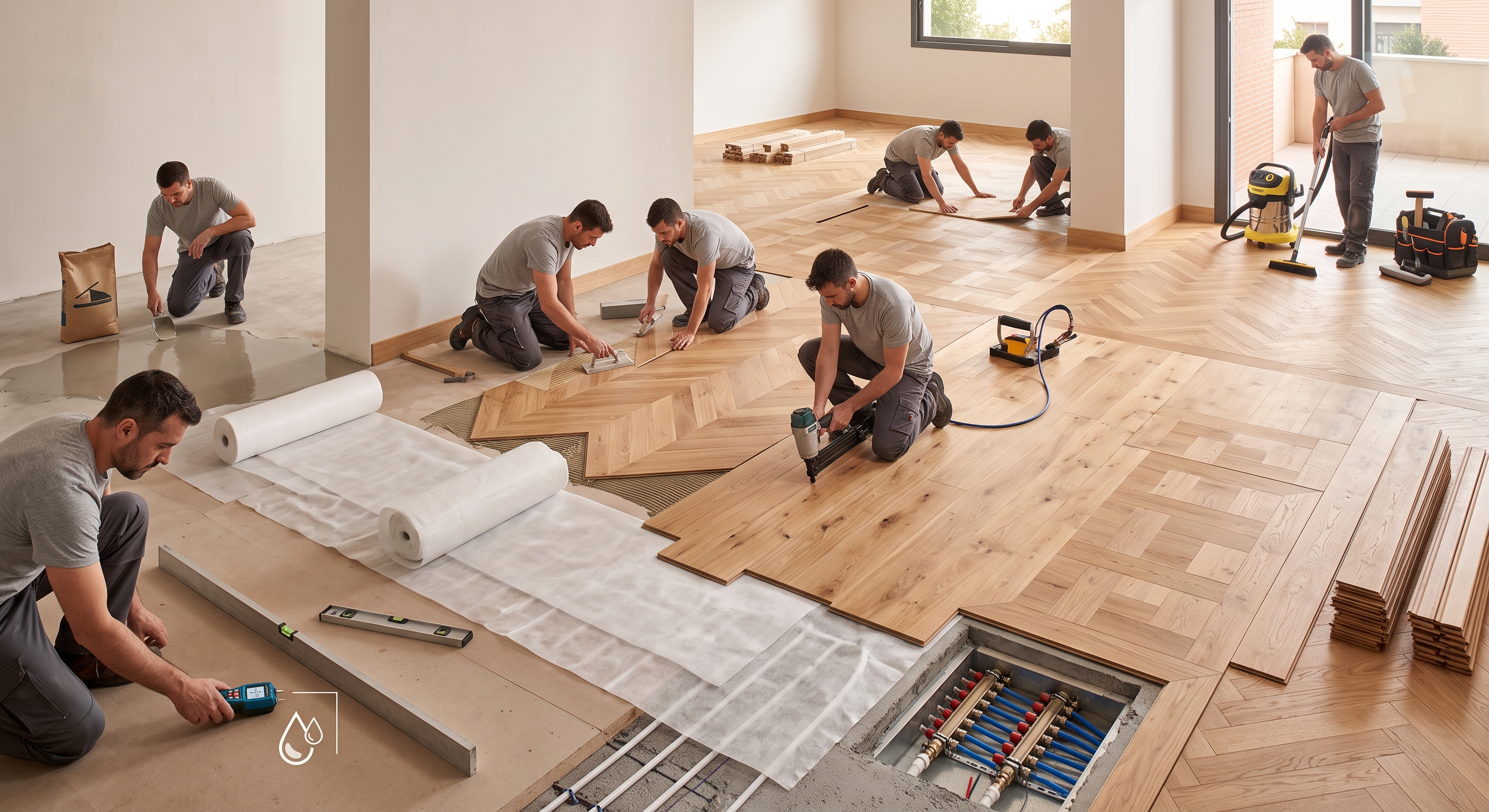 Instalación de parquet en espiga