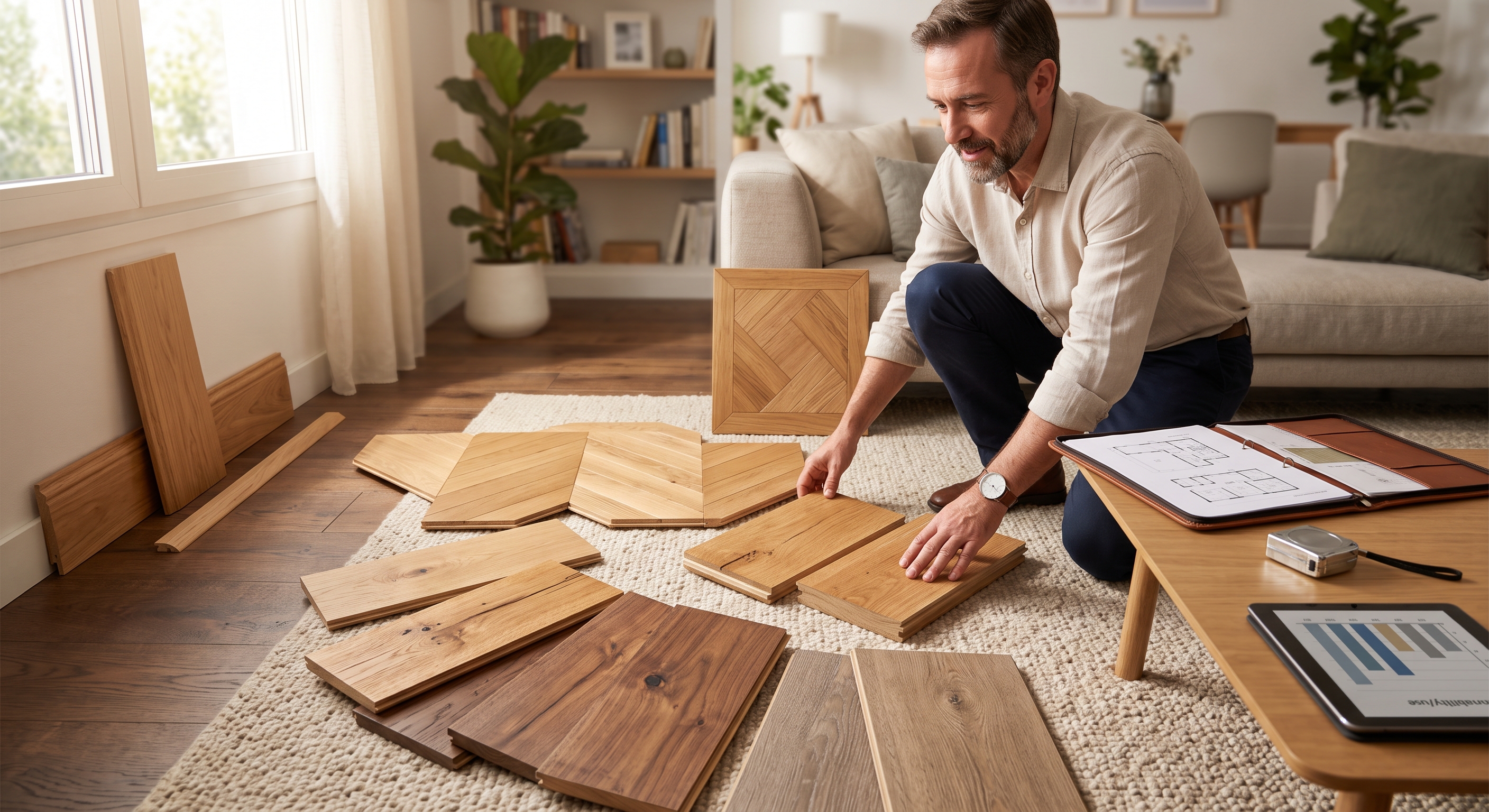 Suelo de madera natural instalado en una vivienda